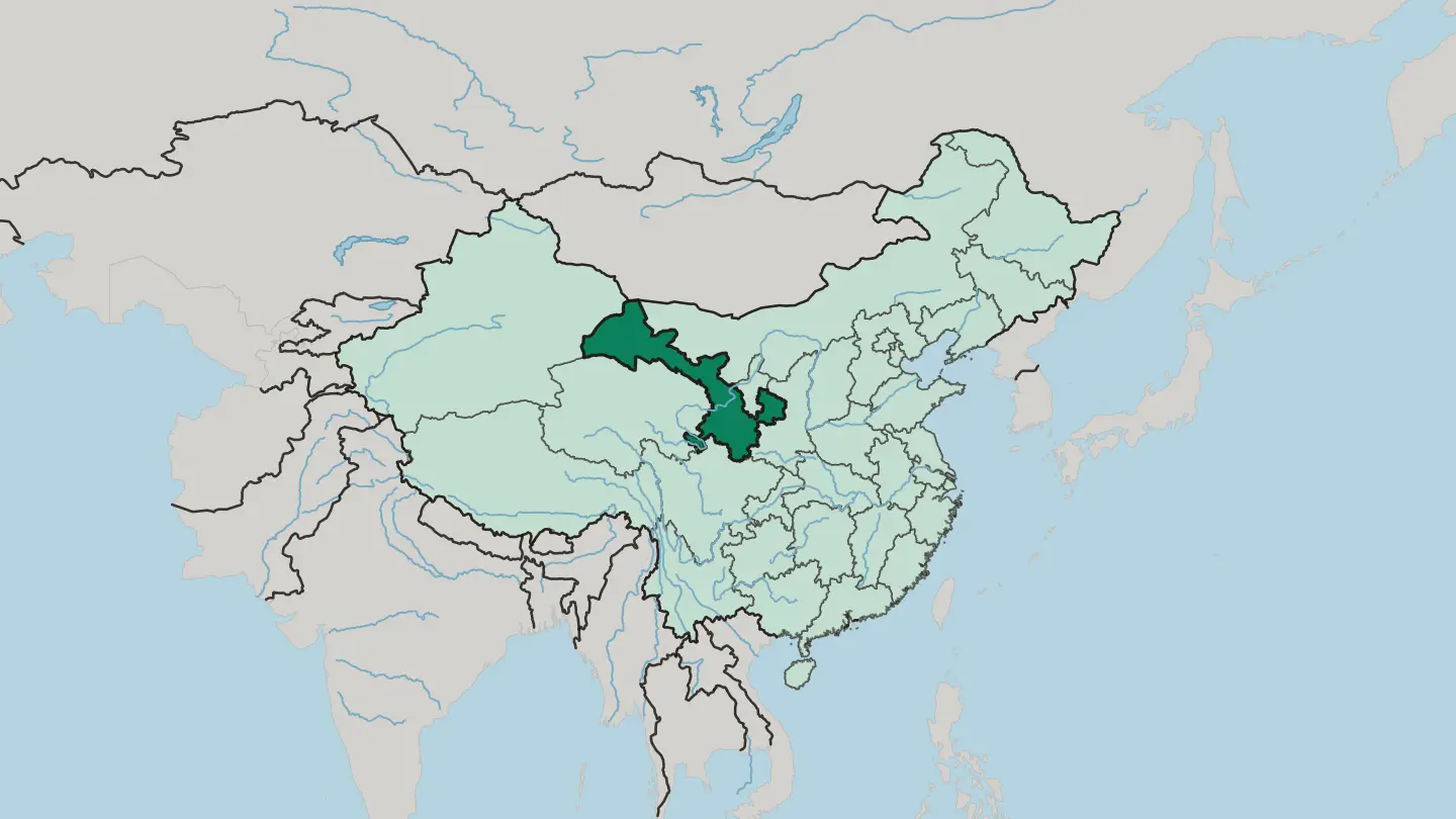 Map of Gansu in China