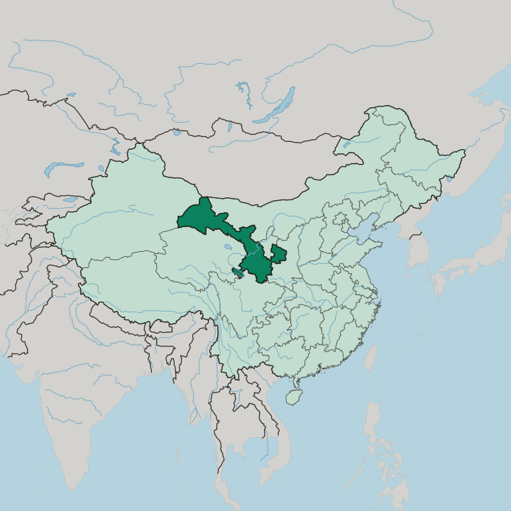 Map showing Gansu — In China
