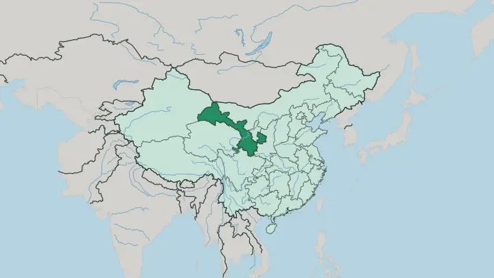 Map of Gansu in China