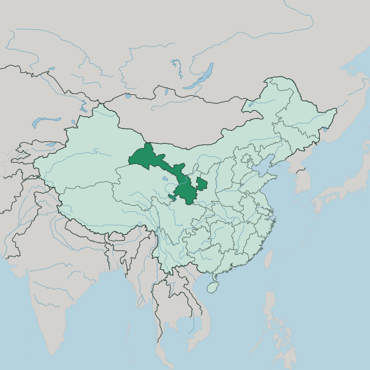Map showing Gansu — In China