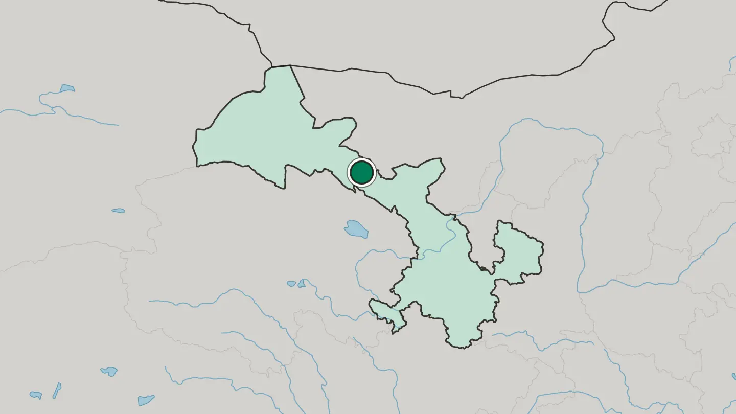 Map of Zhangye in China