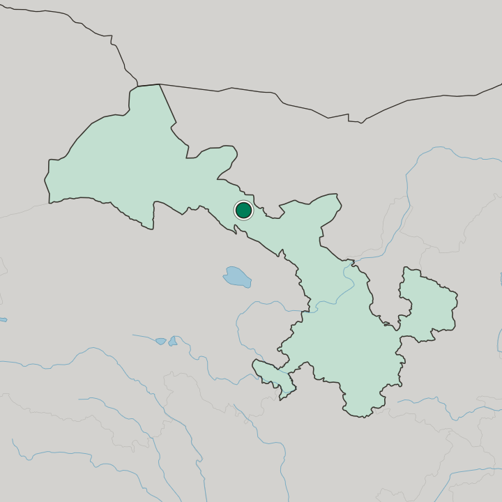 Map showing Zhangye — In Gansu