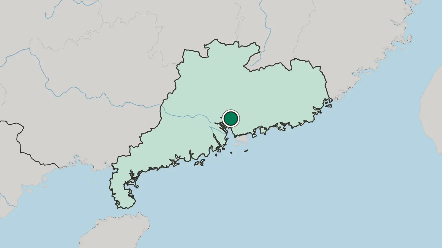 Map of Dongguan in China