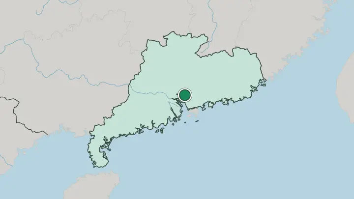Map of Dongguan in China