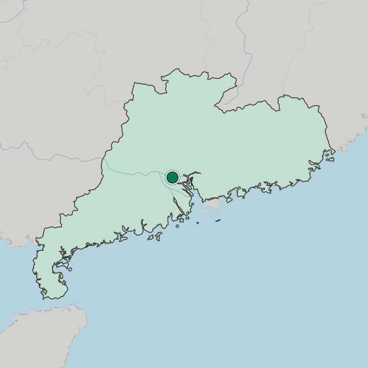 Map showing Foshan — In Guangdong