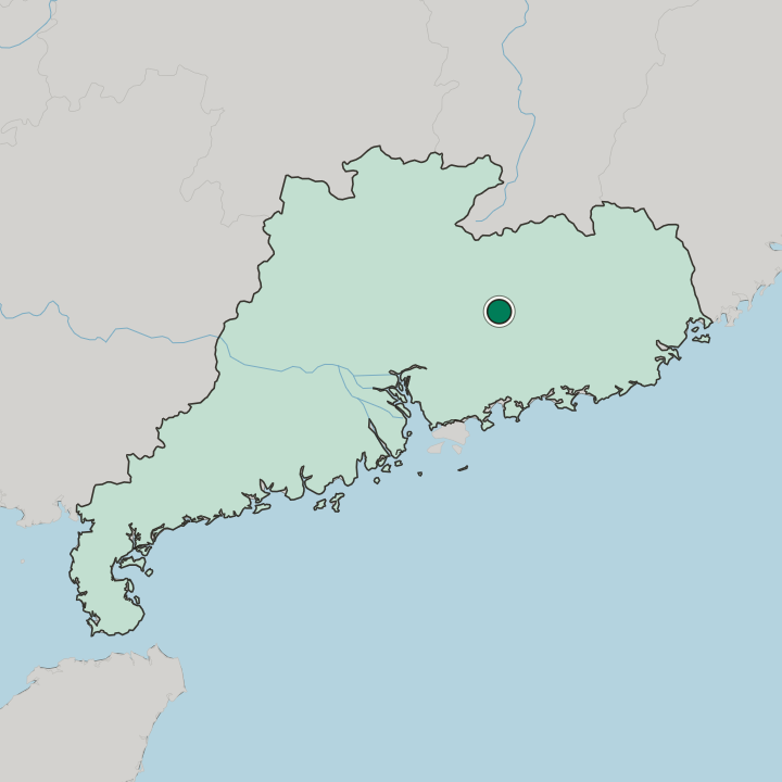 Map showing Heyuan — In Guangdong