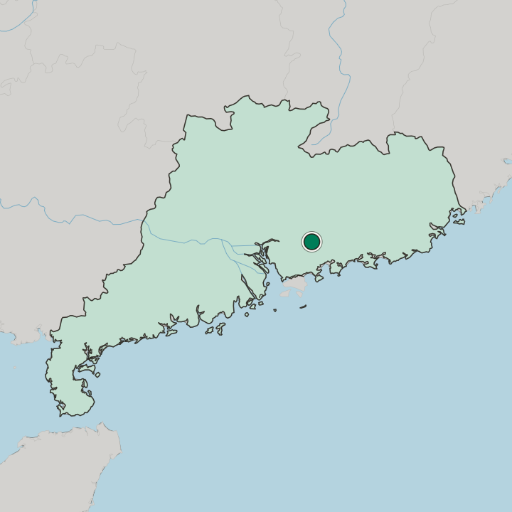 Map showing Huizhou — In Guangdong