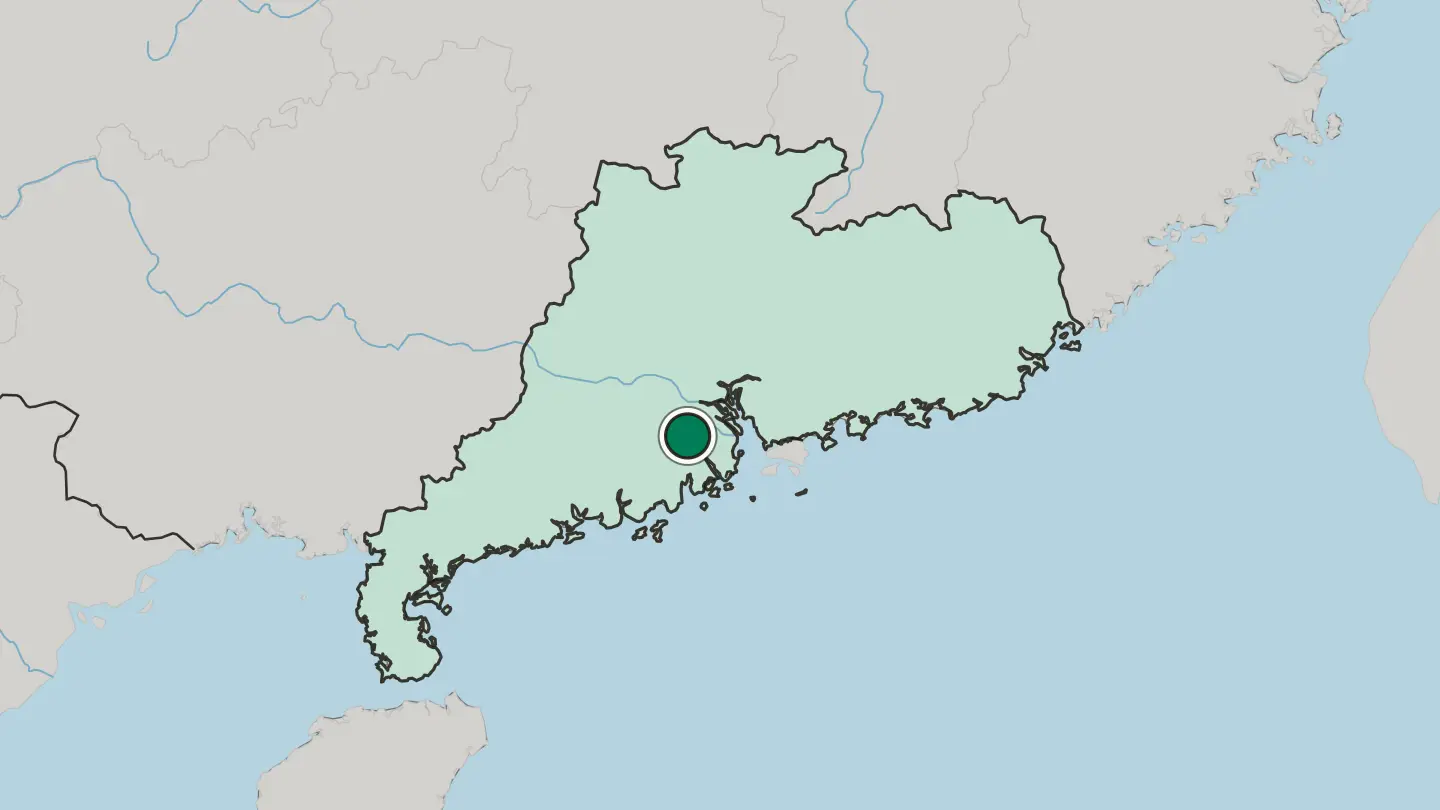 Map of Jiangmen in China