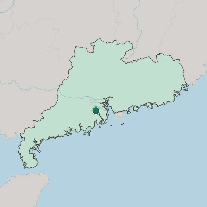 Map showing Jiangmen — In Guangdong