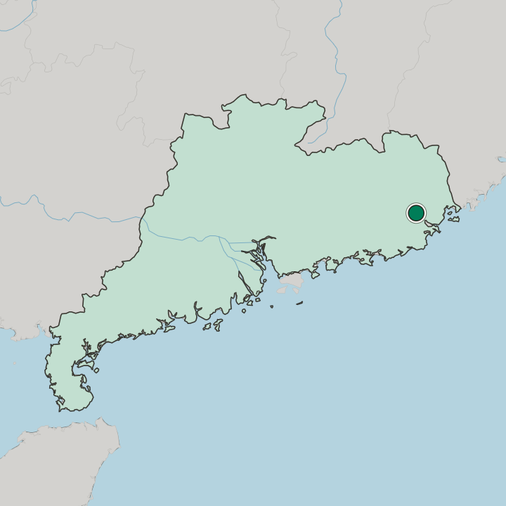 Map showing Jieyang — In Guangdong