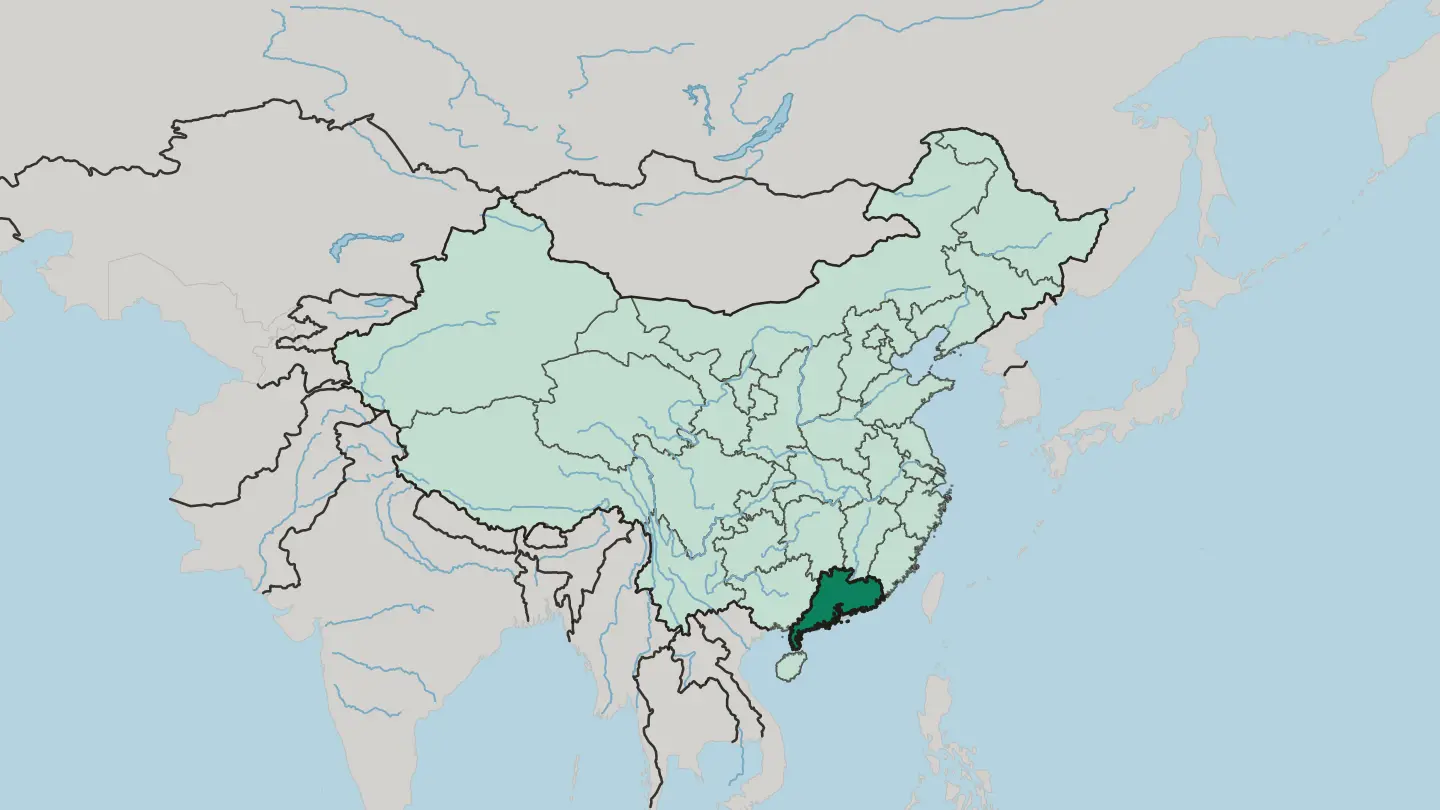 Map of Guangdong in China