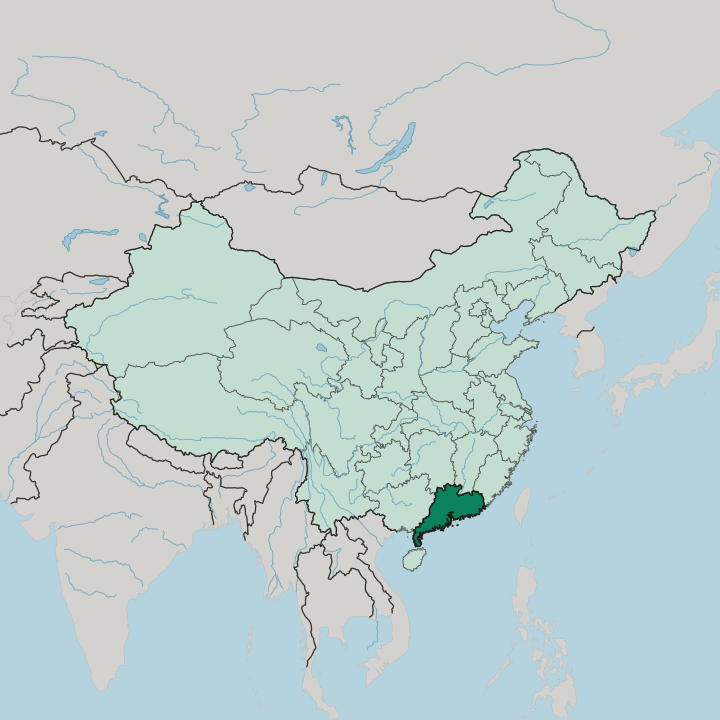 Map showing Guangdong — In China
