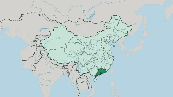 Map of Guangdong in China