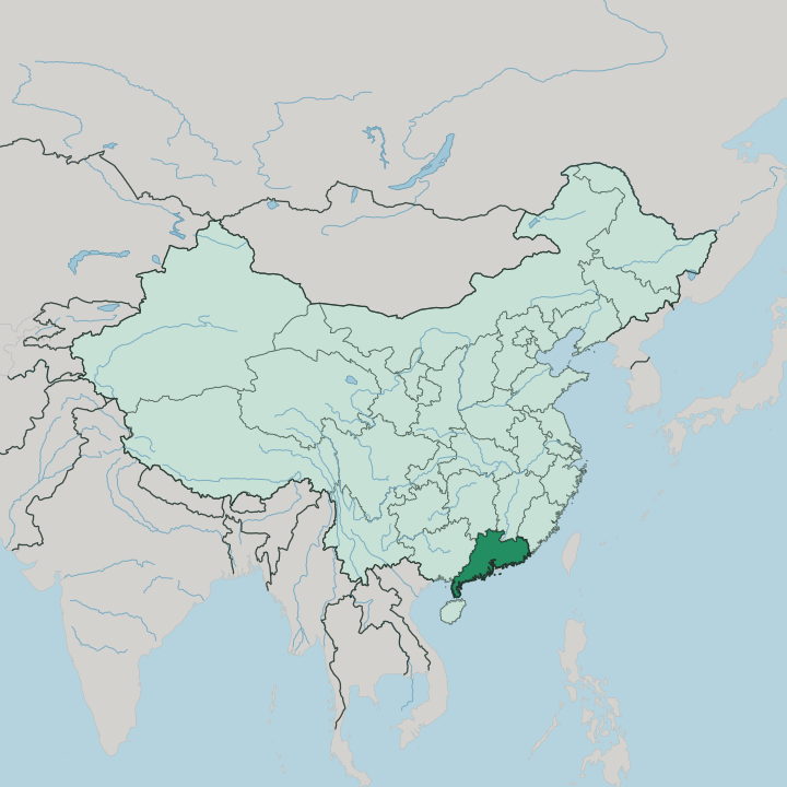 Map showing Guangdong — In China