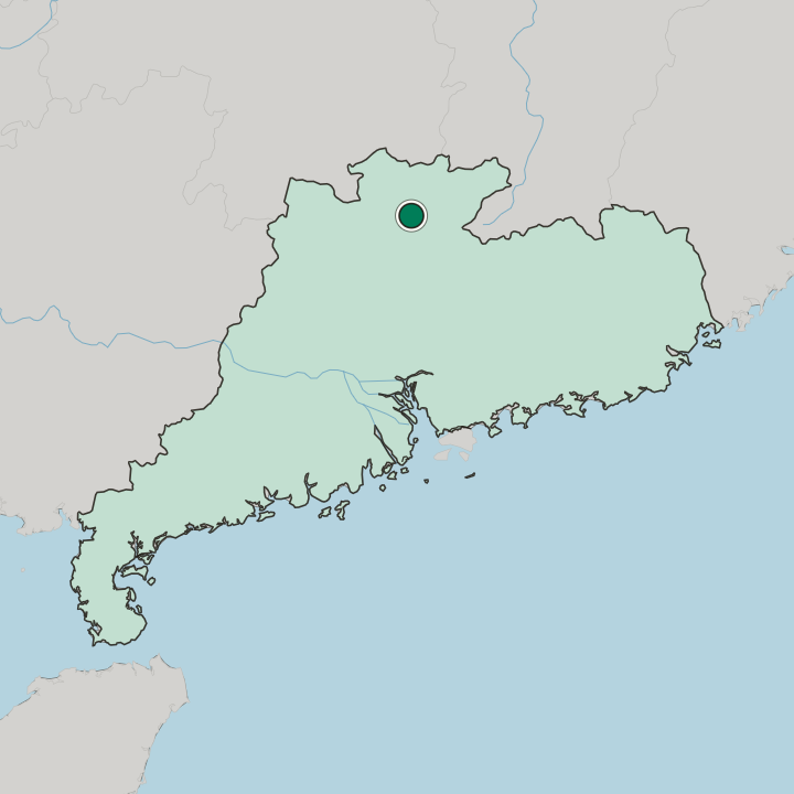 Map showing Shaoguan — In Guangdong