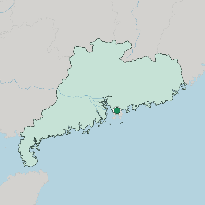 Map showing Shenzhen — In Guangdong