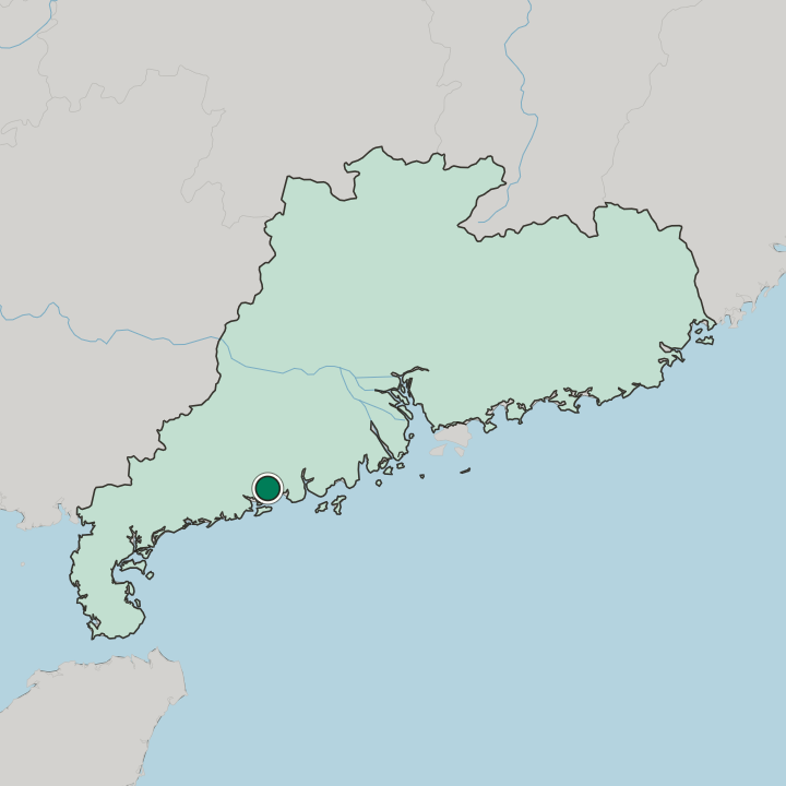 Map showing Yangjiang — In Guangdong