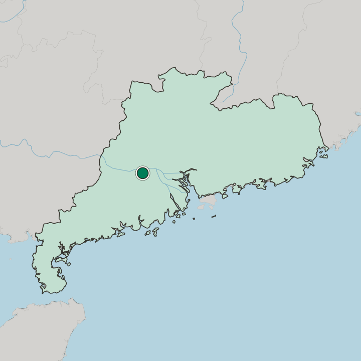 Map showing Zhaoqing — In Guangdong