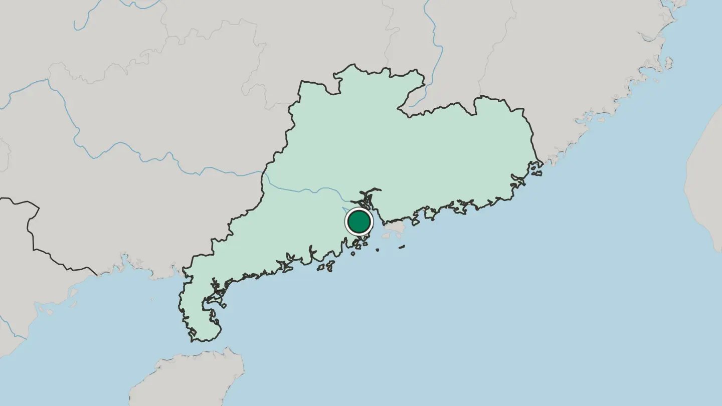 Map of Zhongshan in China
