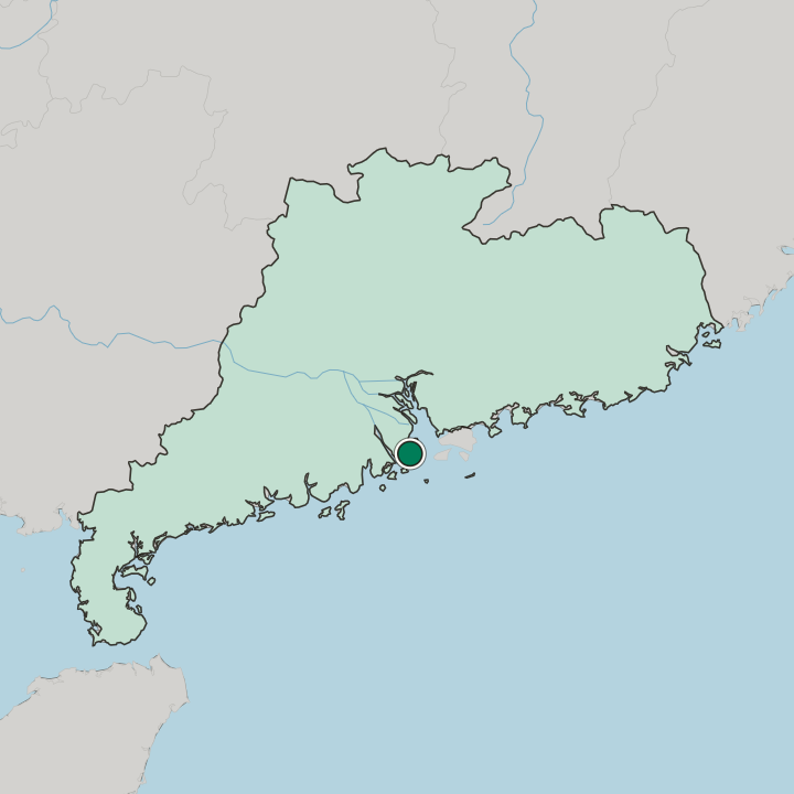 Map showing Zhuhai — In Guangdong