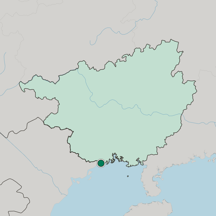 Map showing Dongxing — In Guangxi Zhuang Autonomous Region