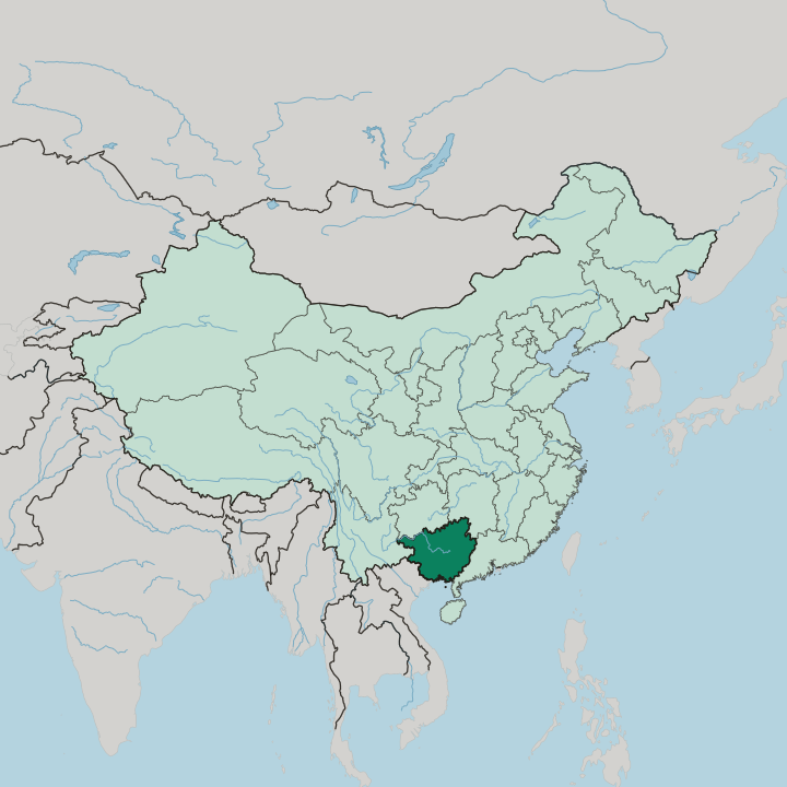 Map showing Guangxi Zhuang Autonomous Region — In China
