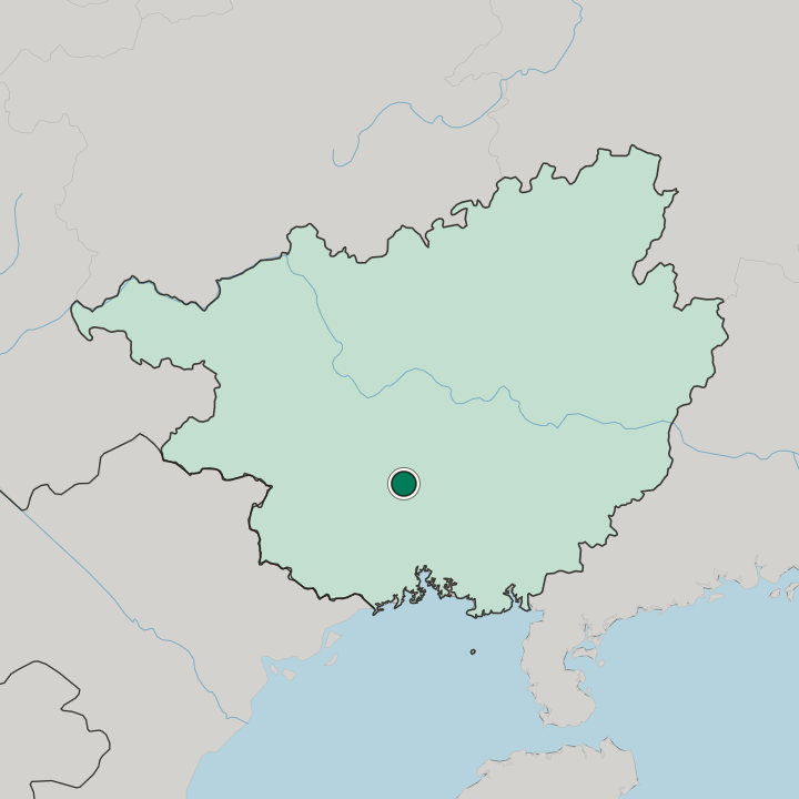Map showing Nanning — In Guangxi Zhuang Autonomous Region