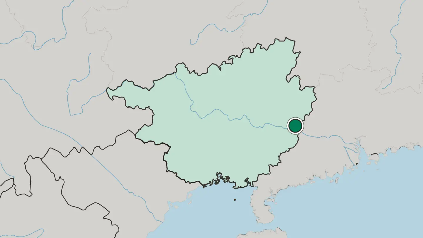 Map of Wuzhou in China