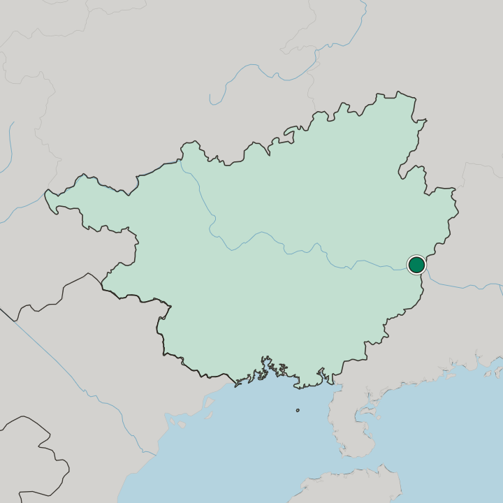 Map showing Wuzhou — In Guangxi Zhuang Autonomous Region