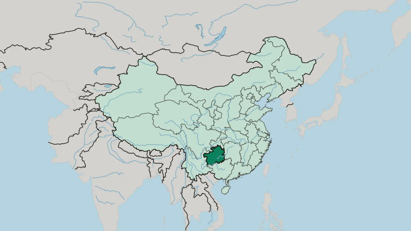 Map of Guizhou in China