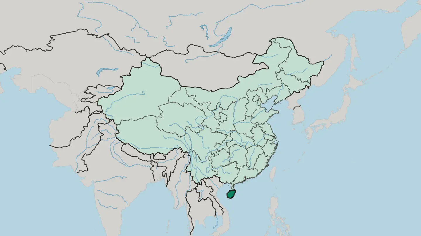 Map of Hainan in China