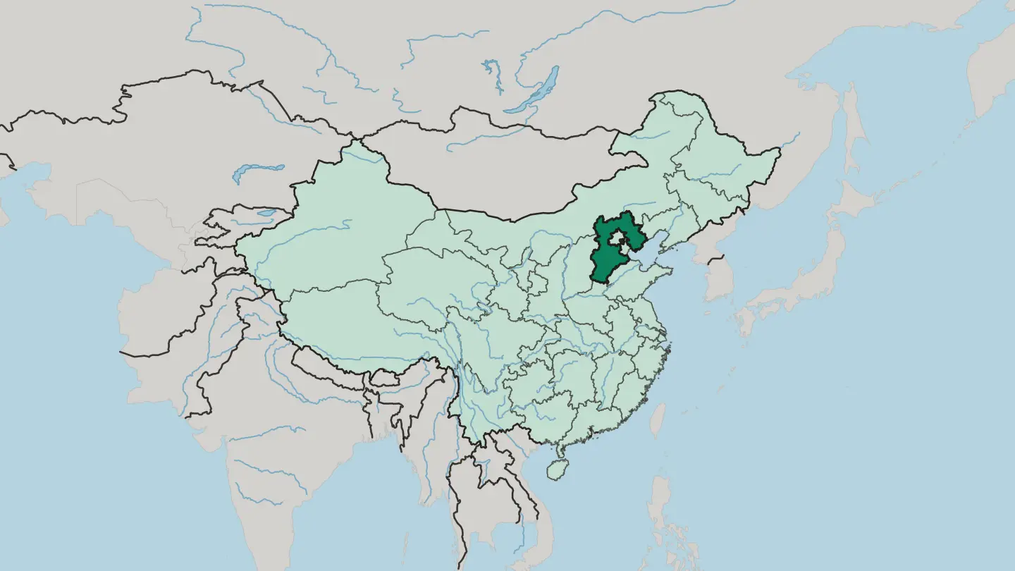 Map of Hebei Sheng in China
