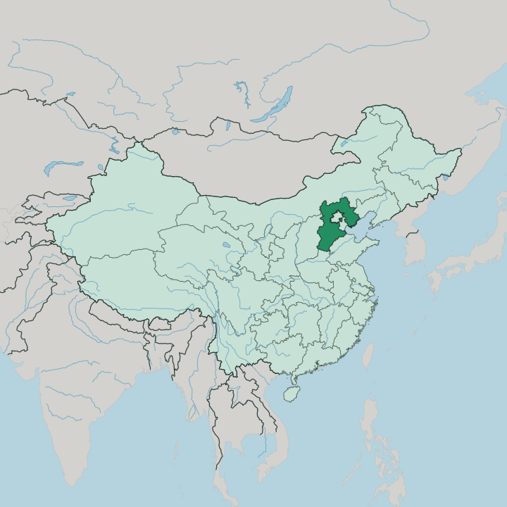 Map showing Hebei Sheng — In China