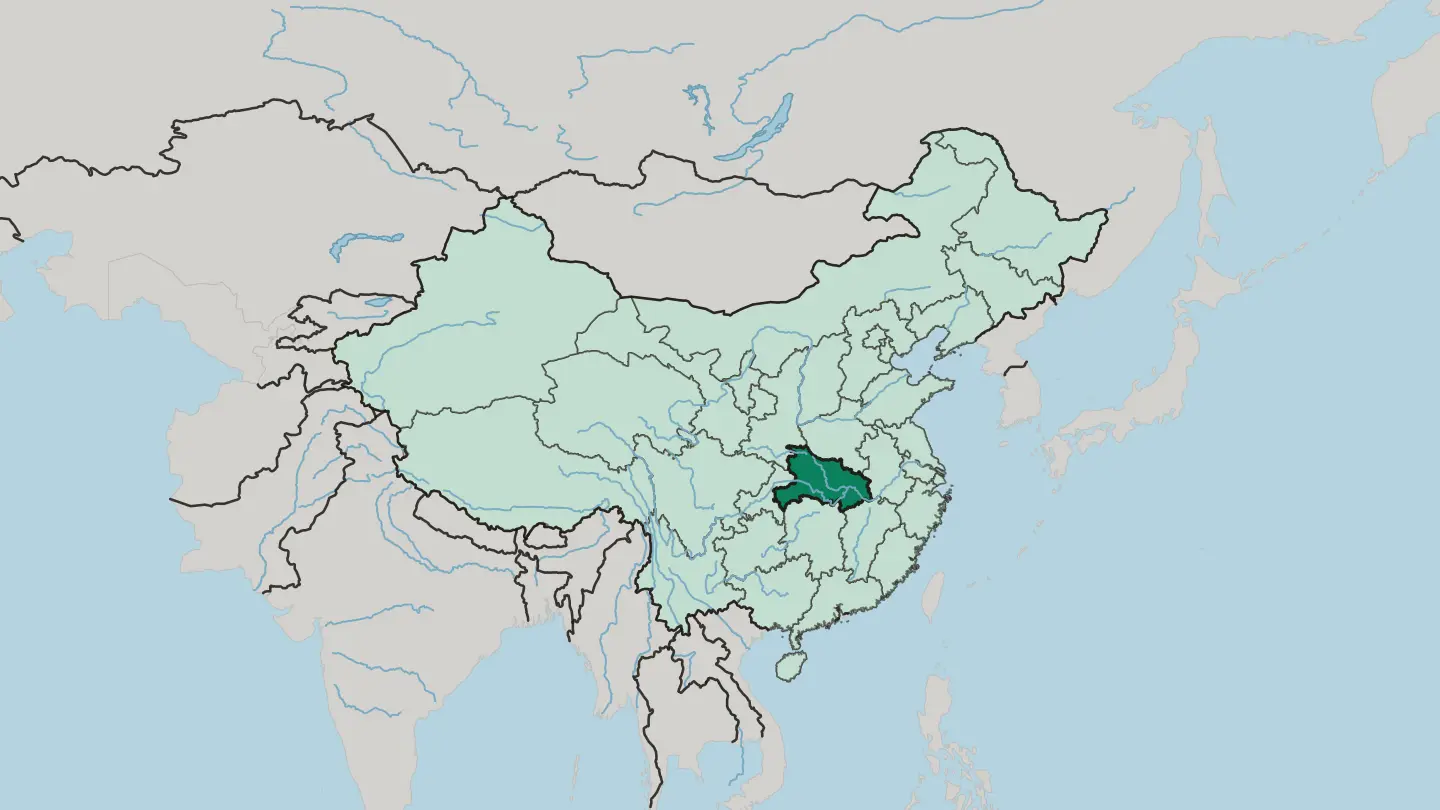 Map of Hubei in China