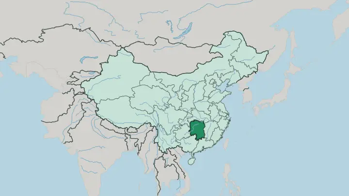 Map of Hunan in China