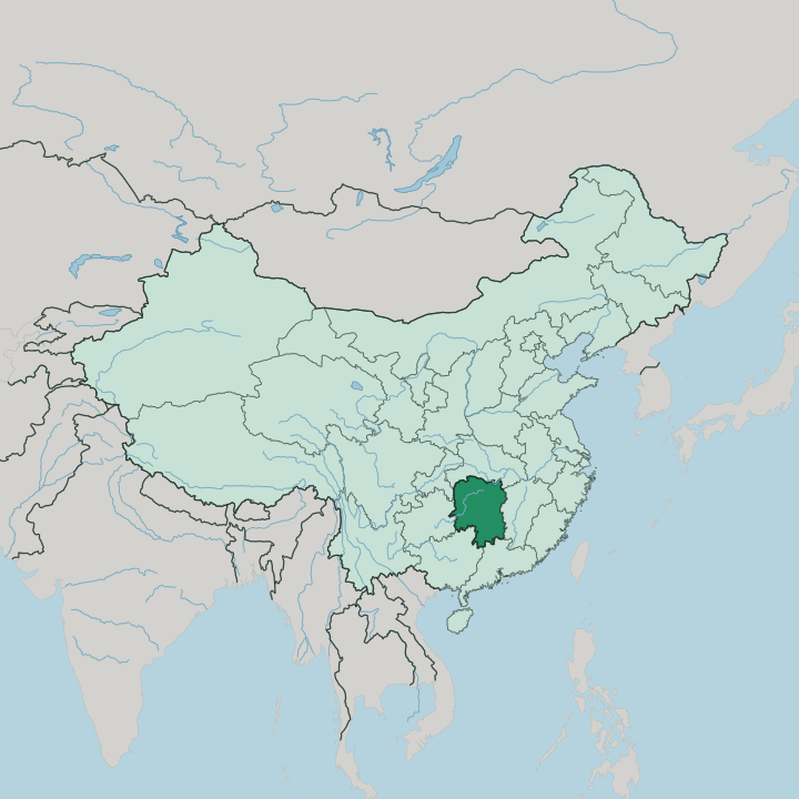 Map showing Hunan — In China