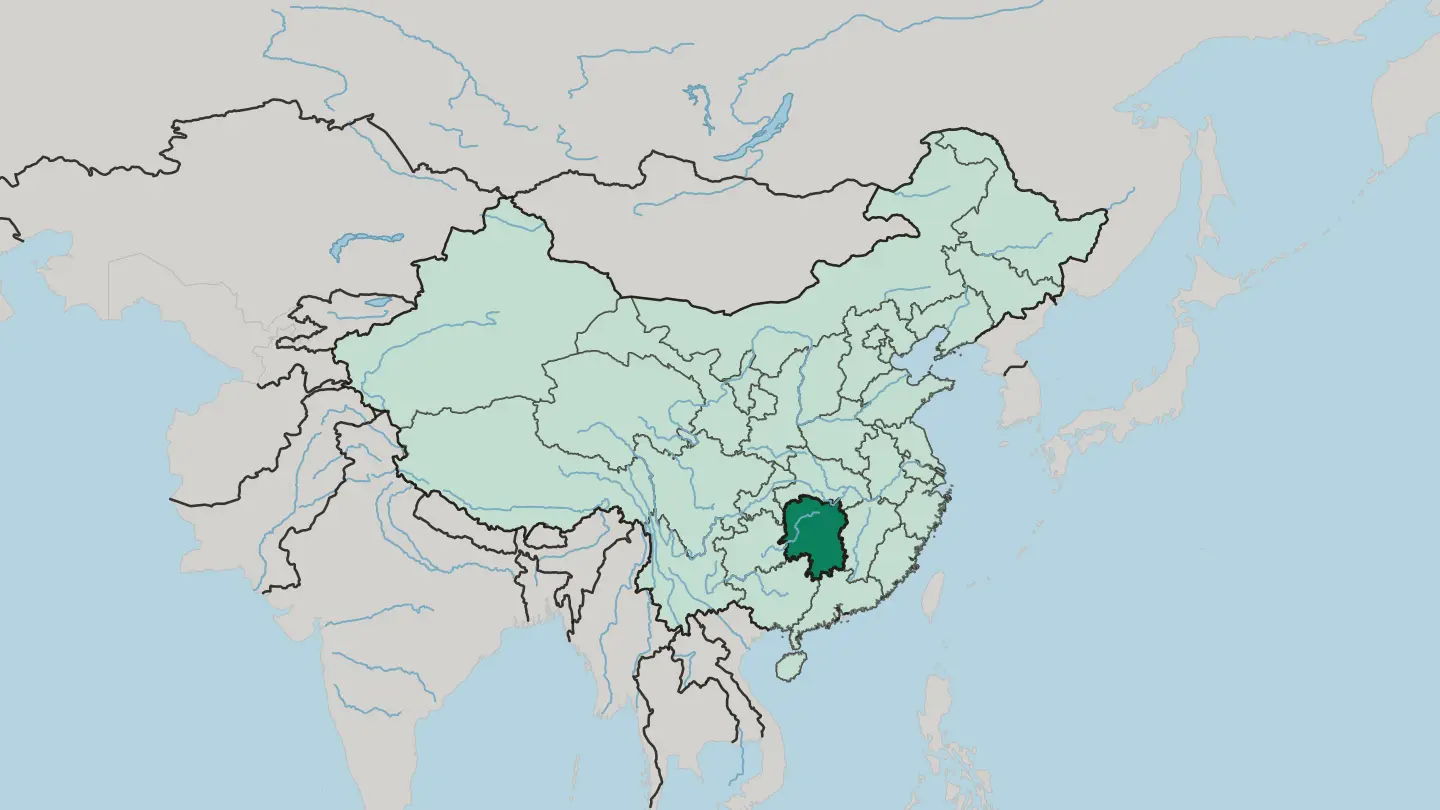 Map of Hunan in China