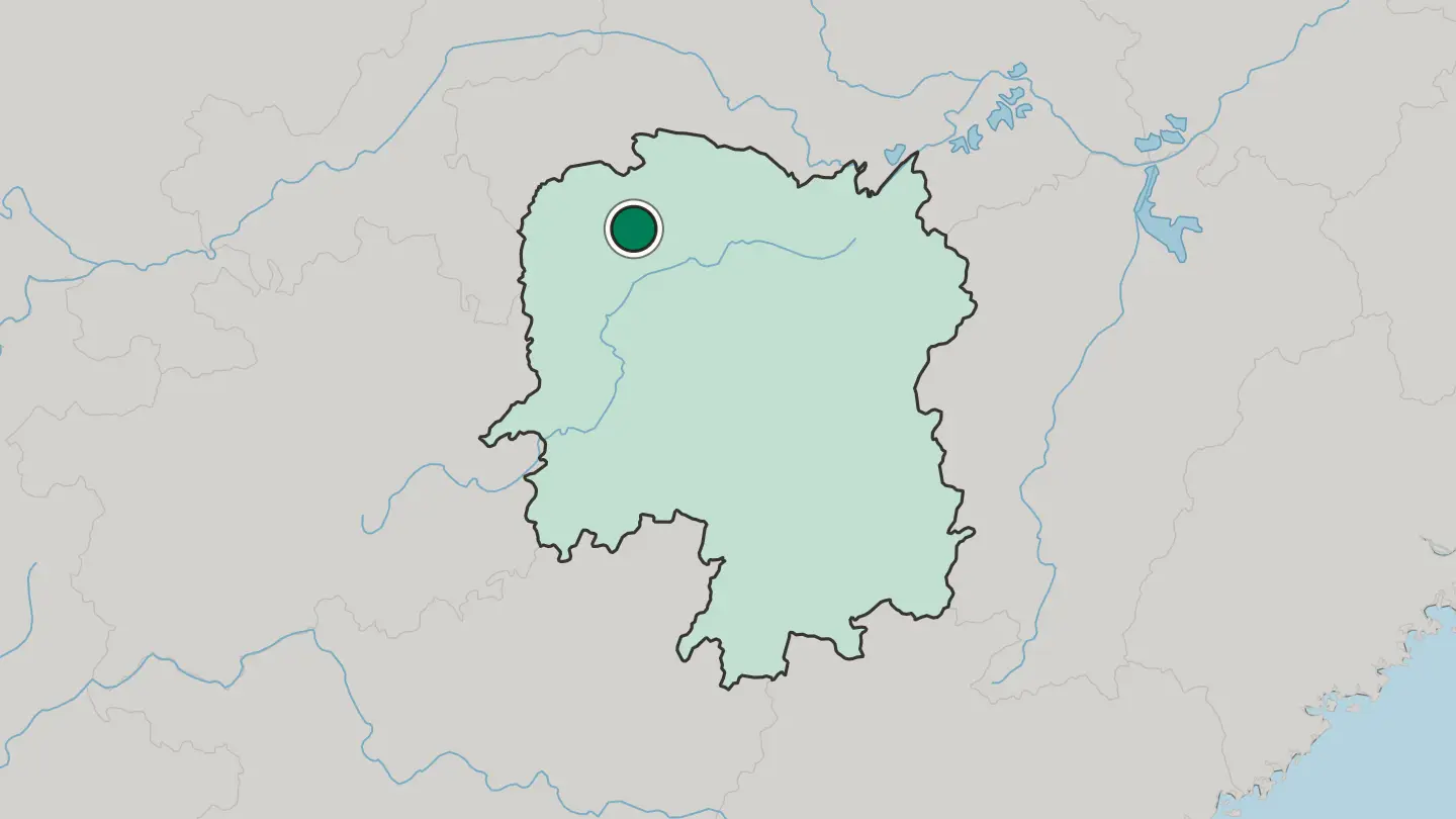 Map of Zhangjiajie in China