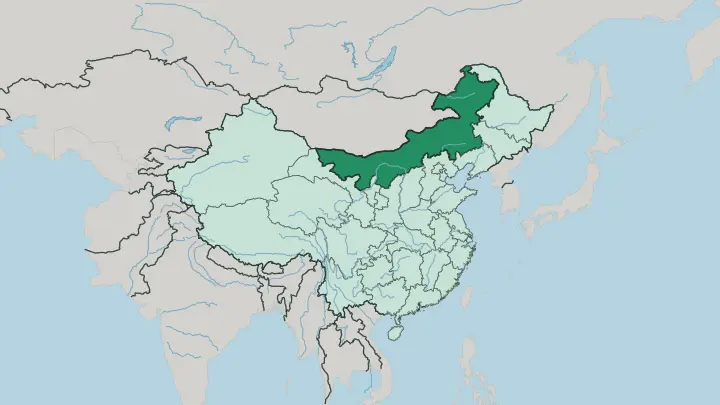 Map of Inner Mongolia Autonomous Region in China