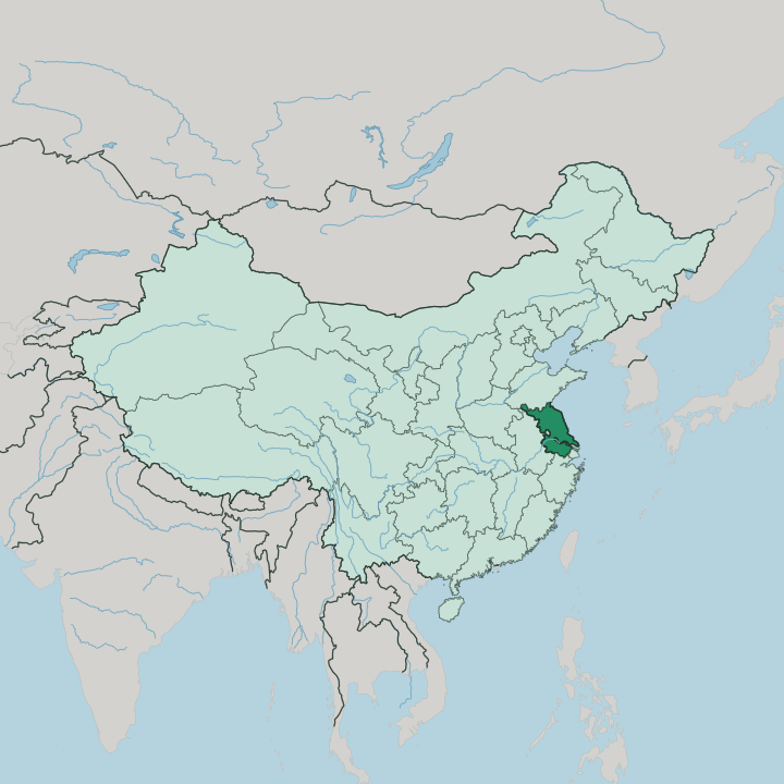 Map showing Jiangsu — In China