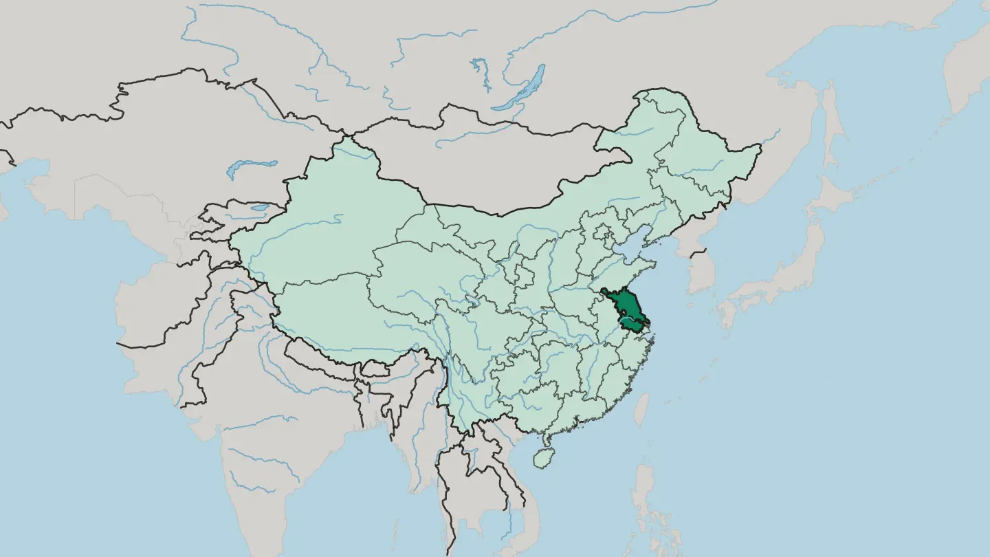 Map of Jiangsu in China