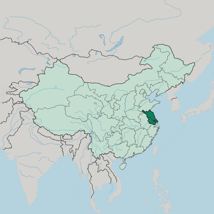 Map showing Jiangsu — In China