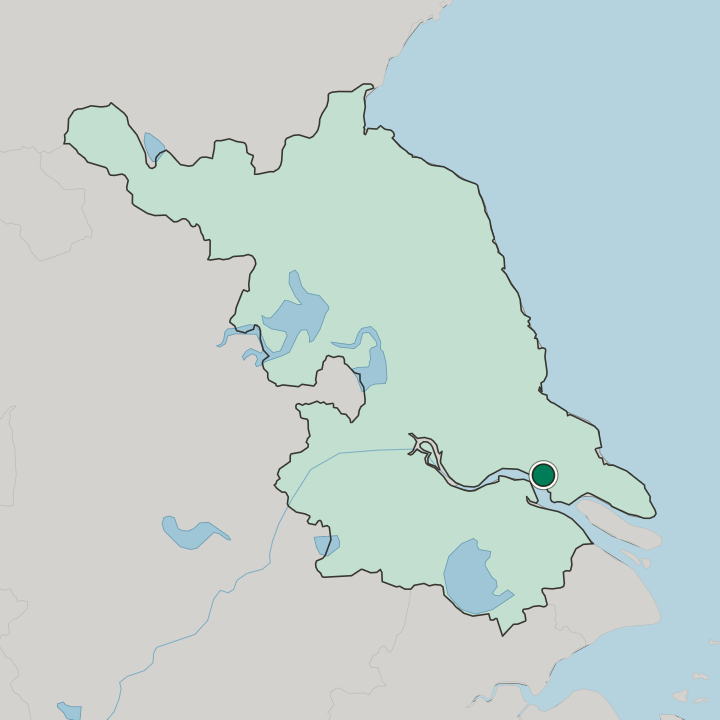 Map showing Nantong — In Jiangsu