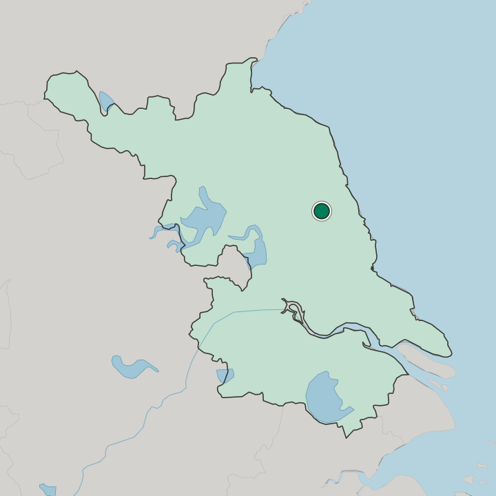 Map showing Yancheng — In Jiangsu