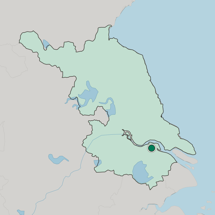 Map showing Zhangjiagang — In Jiangsu
