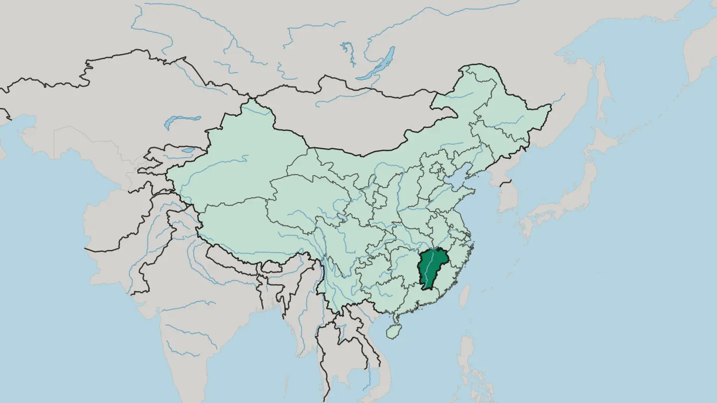 Map of Jiangxi in China