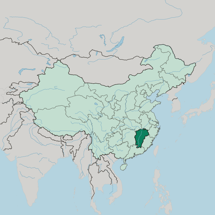 Map showing Jiangxi — In China