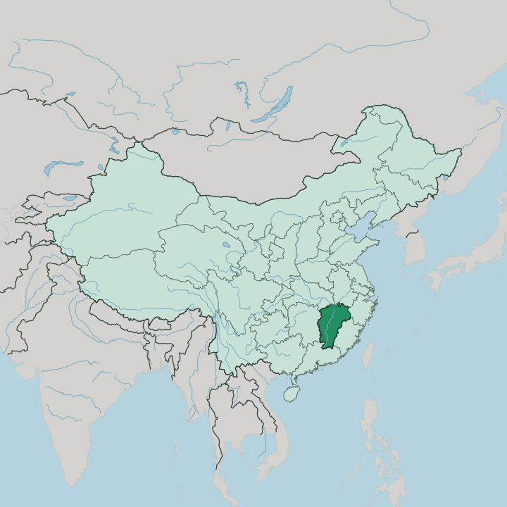 Map showing Jiangxi — In China