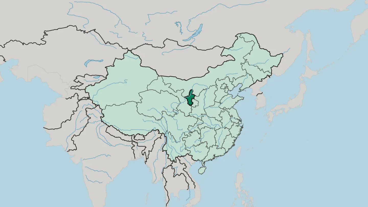 Map of Ningxia Hui Autonomous Region in China