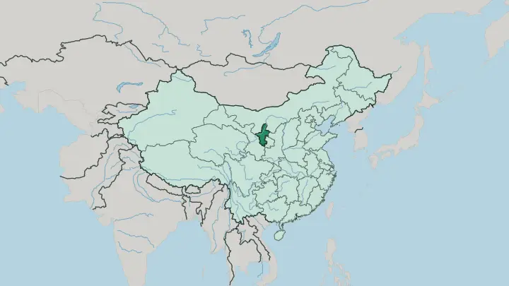 Map of Ningxia Hui Autonomous Region in China